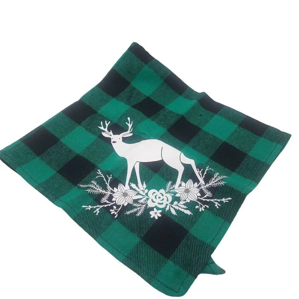 Christmas Dog Cat Plaid Bandanas 2 Pack Green Black Deer Floral Red Bird Scarfs